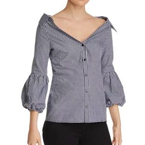 Bailey 44 Bleeding Heart Gingham Off the Shoulder Top
